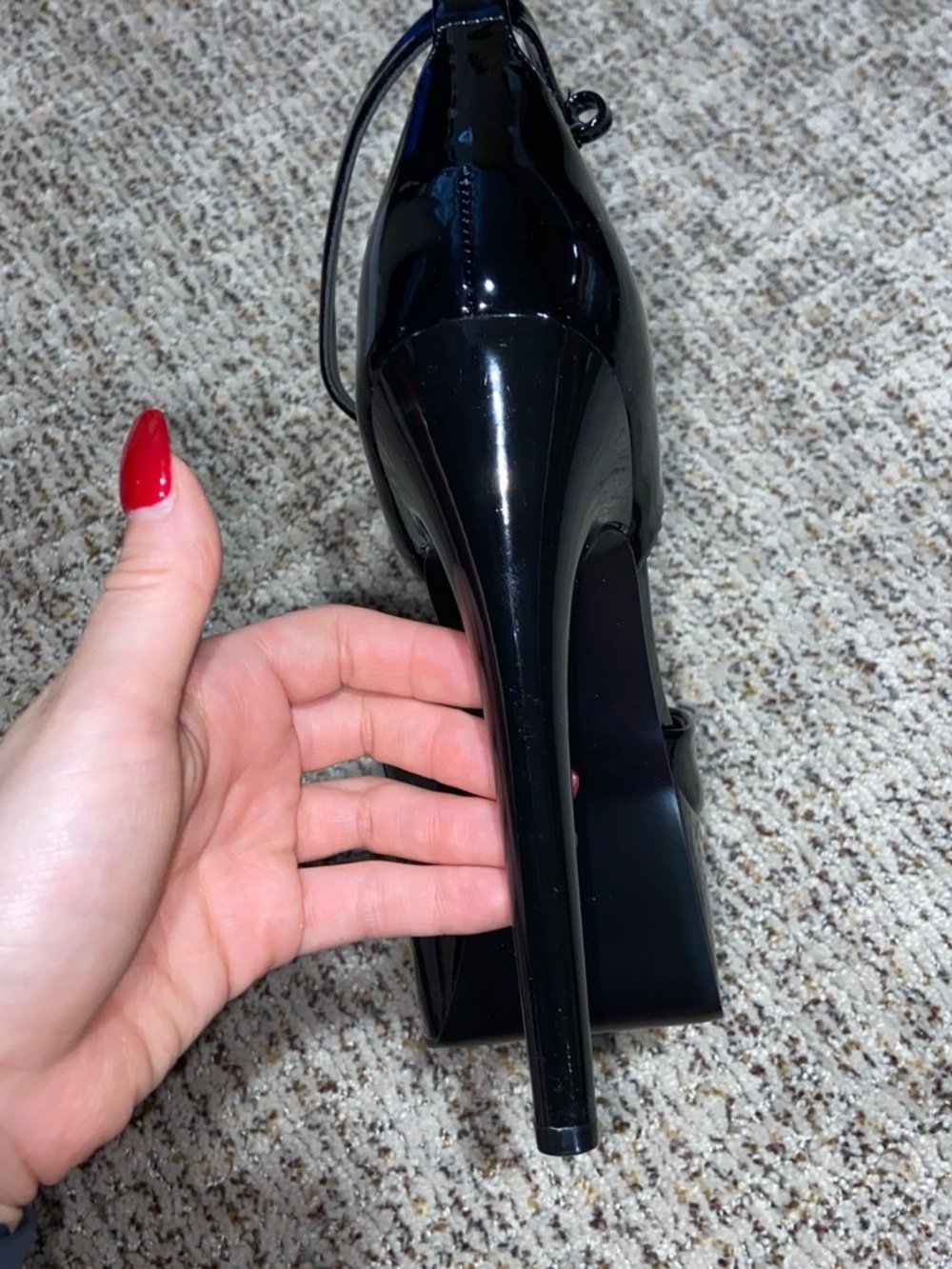 Guess Black Patent Platform Ankle-Strap Stiletto Heels - Picture 7 of 7